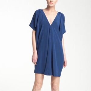 Vince 100% Silk Navy Blue Flowy Shift Dress Size S